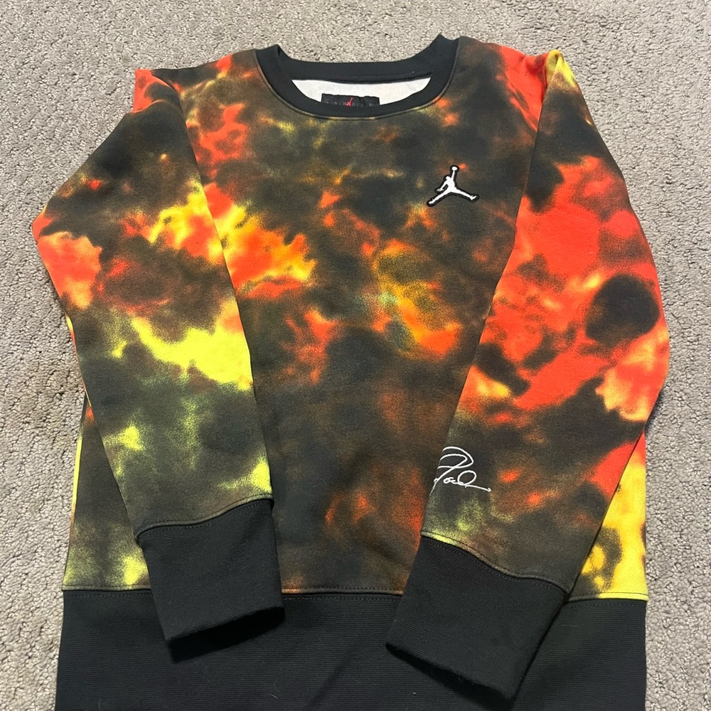 Jordan Kids Tie-Dye Sweatshirt - Black, Orange, Yellow